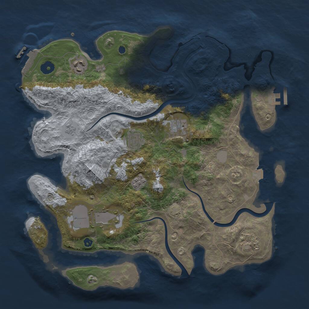 Rust Map: Procedural Map, Size: 3500, Seed: 45651, 11 Monuments