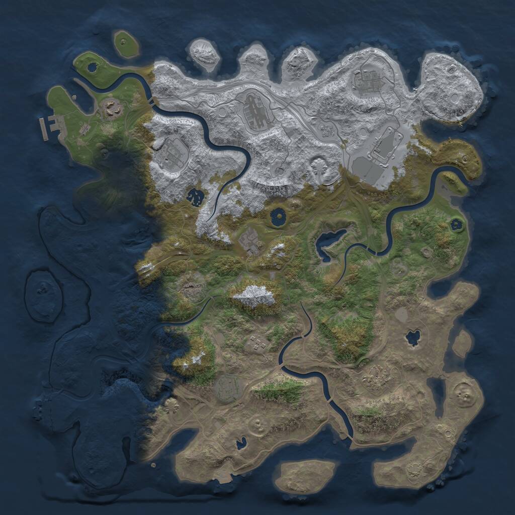 Rust Map: Procedural Map, Size: 4500, Seed: 531667939, 16 Monuments