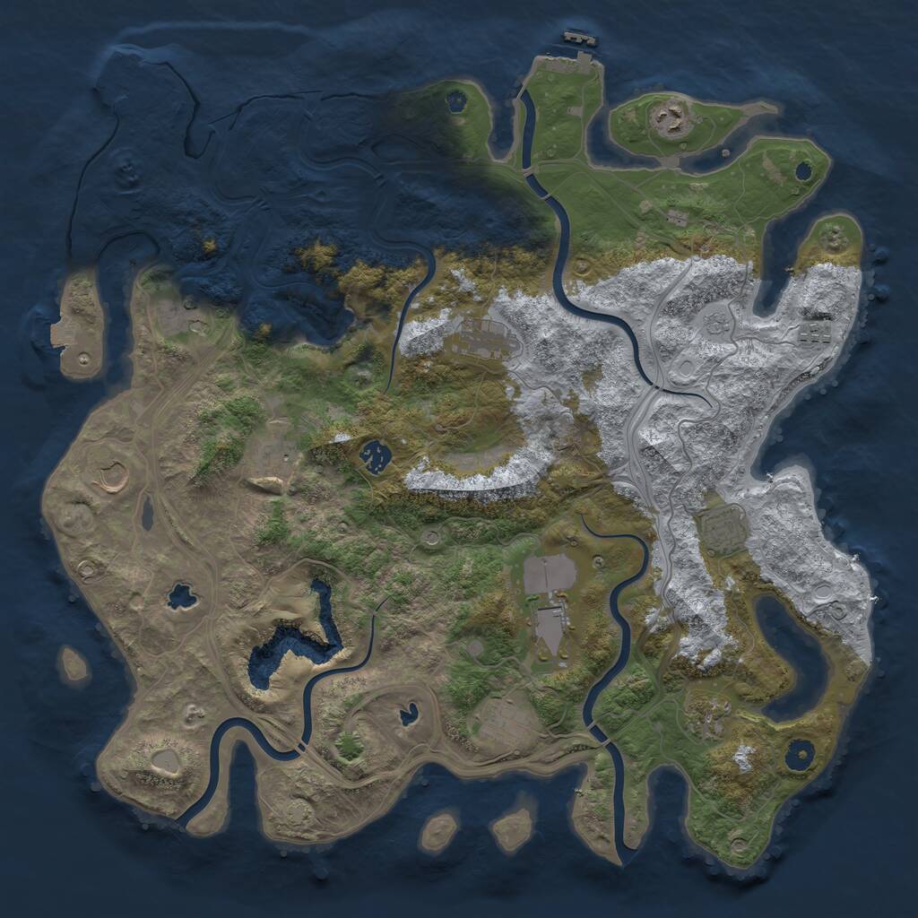 Rust Map: Procedural Map, Size: 4500, Seed: 494393722, 17 Monuments