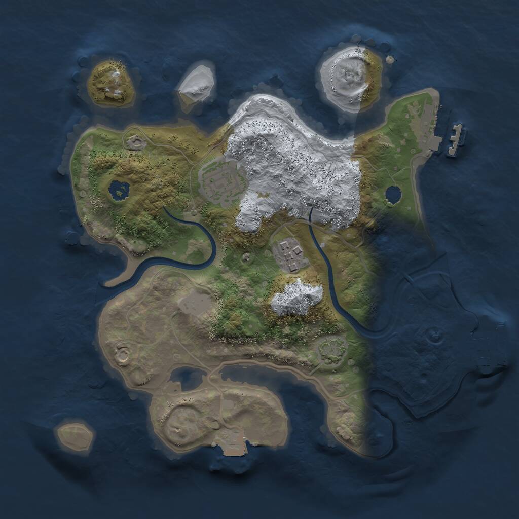 Rust Map: Procedural Map, Size: 2500, Seed: 46849789, 6 Monuments