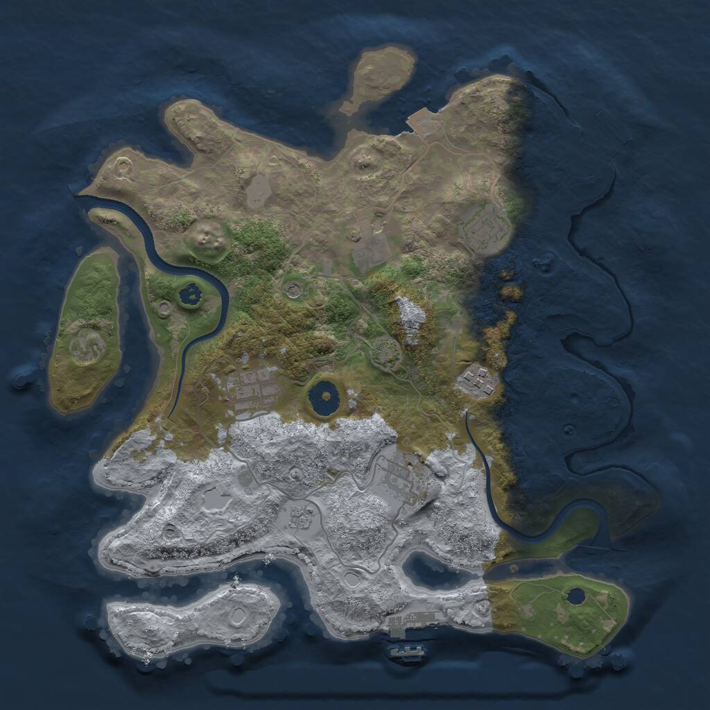 Rust Map: Procedural Map, Size: 3300, Seed: 1460915615, 11 Monuments