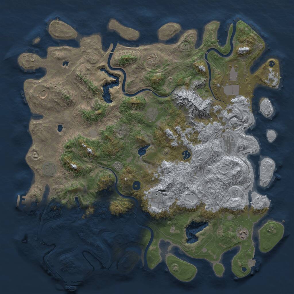 Rust Map: Procedural Map, Size: 5000, Seed: 482413, 16 Monuments