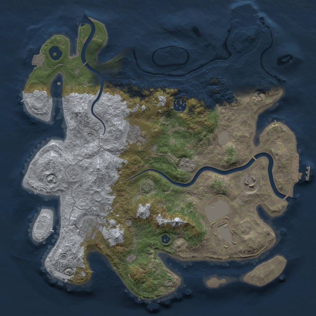 Rust Map: Procedural Map, Size: 3500, Seed: 1927532438, 12 Monuments