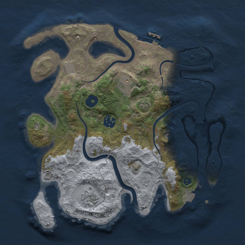 Rust Map: Procedural Map, Size: 3000, Seed: 2113336341, 7 Monuments
