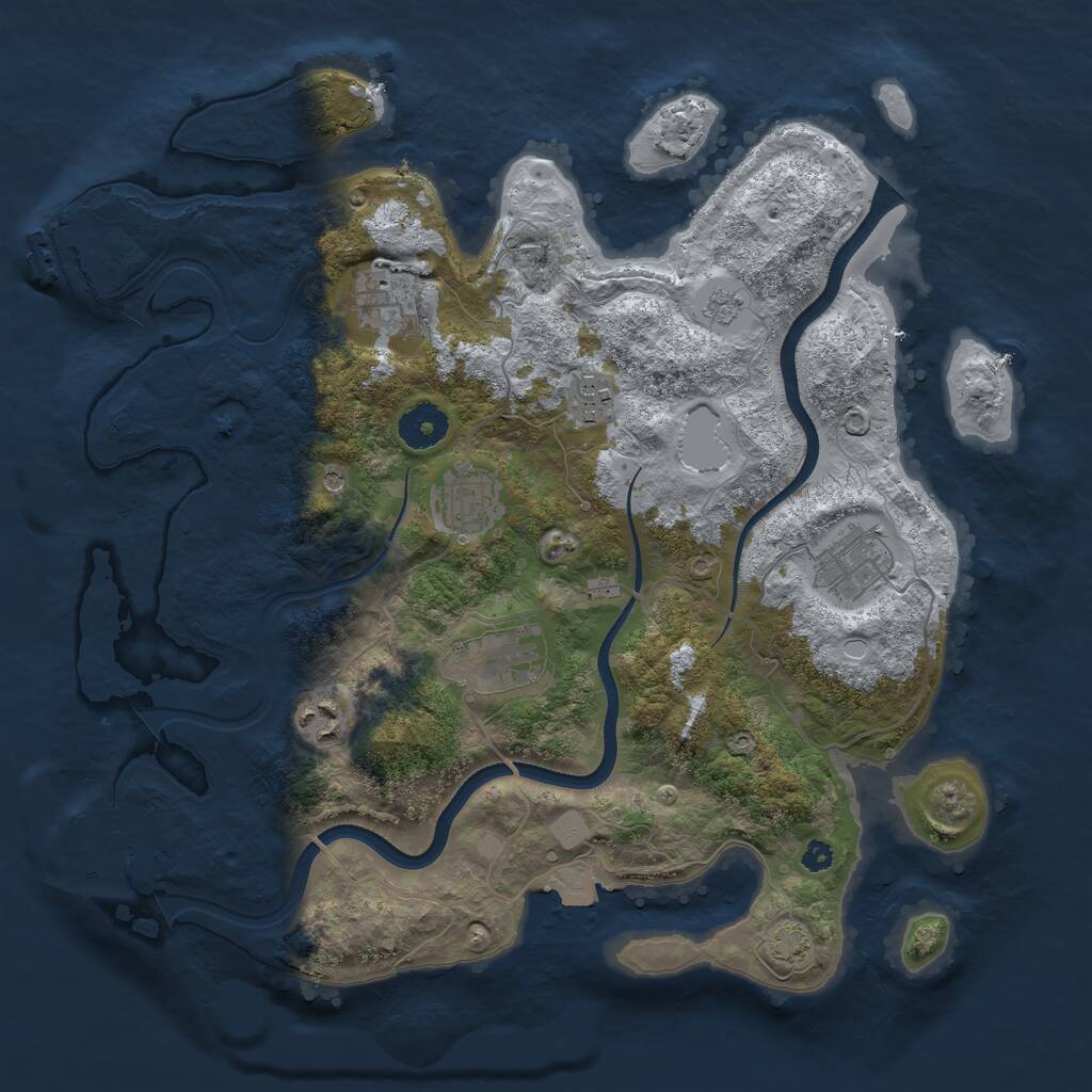 Rust Map: Procedural Map, Size: 3500, Seed: 248980614, 12 Monuments