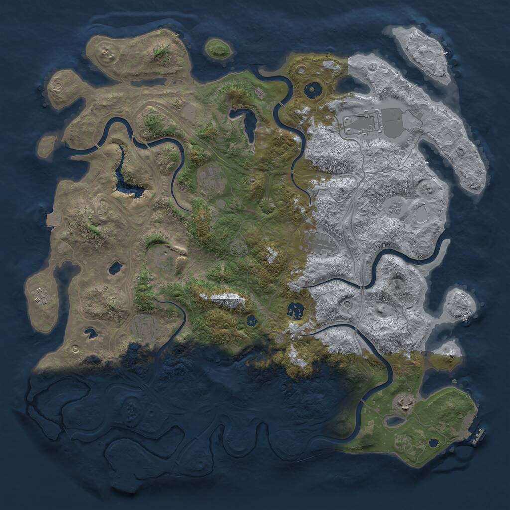 Rust Map: Procedural Map, Size: 4500, Seed: 977543140, 14 Monuments