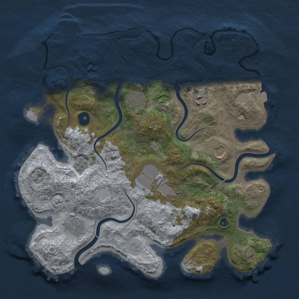 Rust Map: Procedural Map, Size: 3500, Seed: 550948926, 11 Monuments