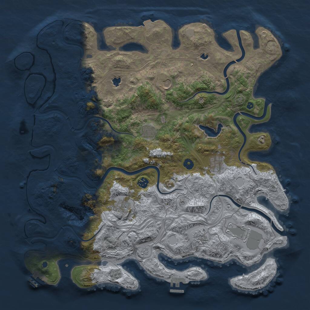 Rust Map: Procedural Map, Size: 4500, Seed: 34584582, 14 Monuments