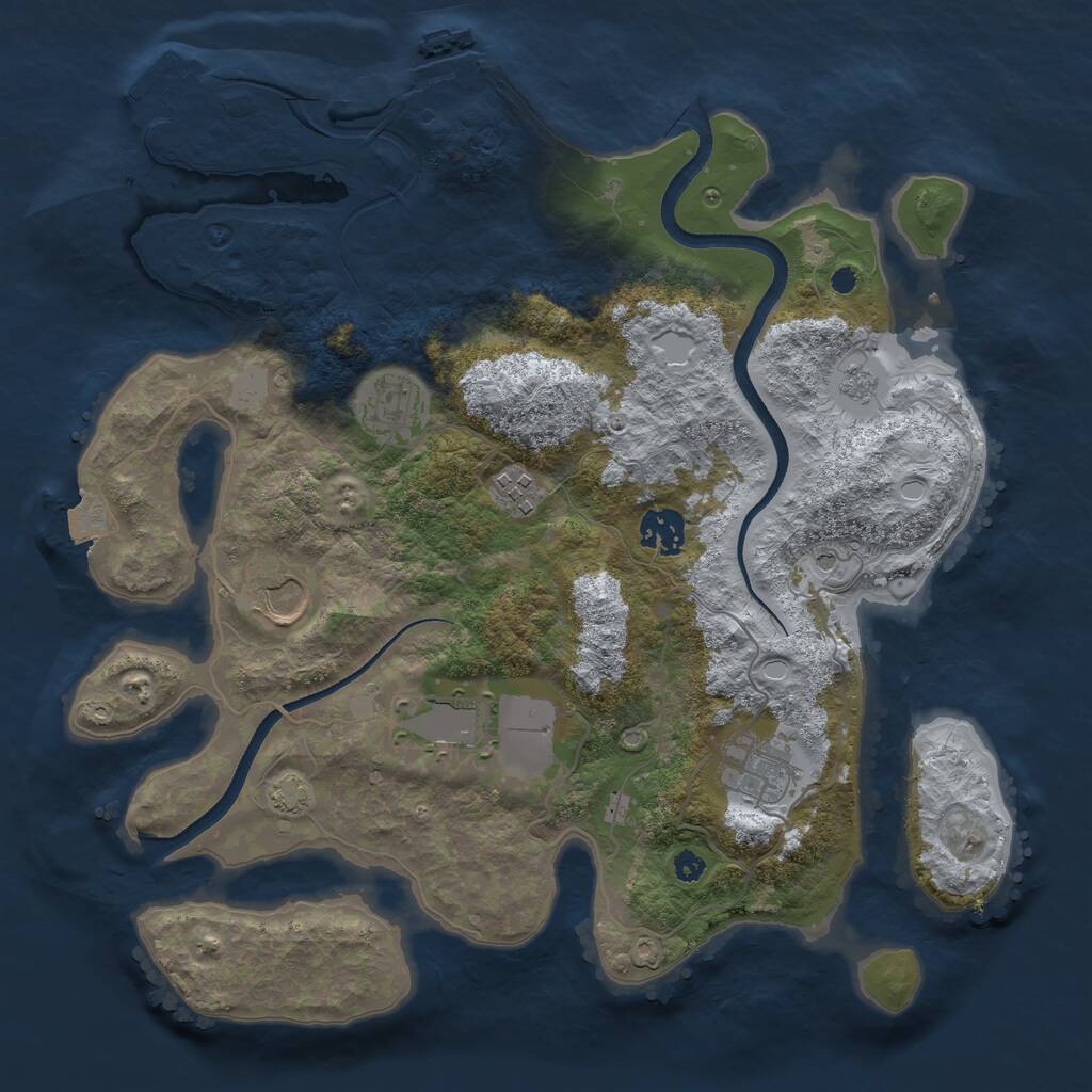 Rust Map: Procedural Map, Size: 3500, Seed: 106681, 12 Monuments