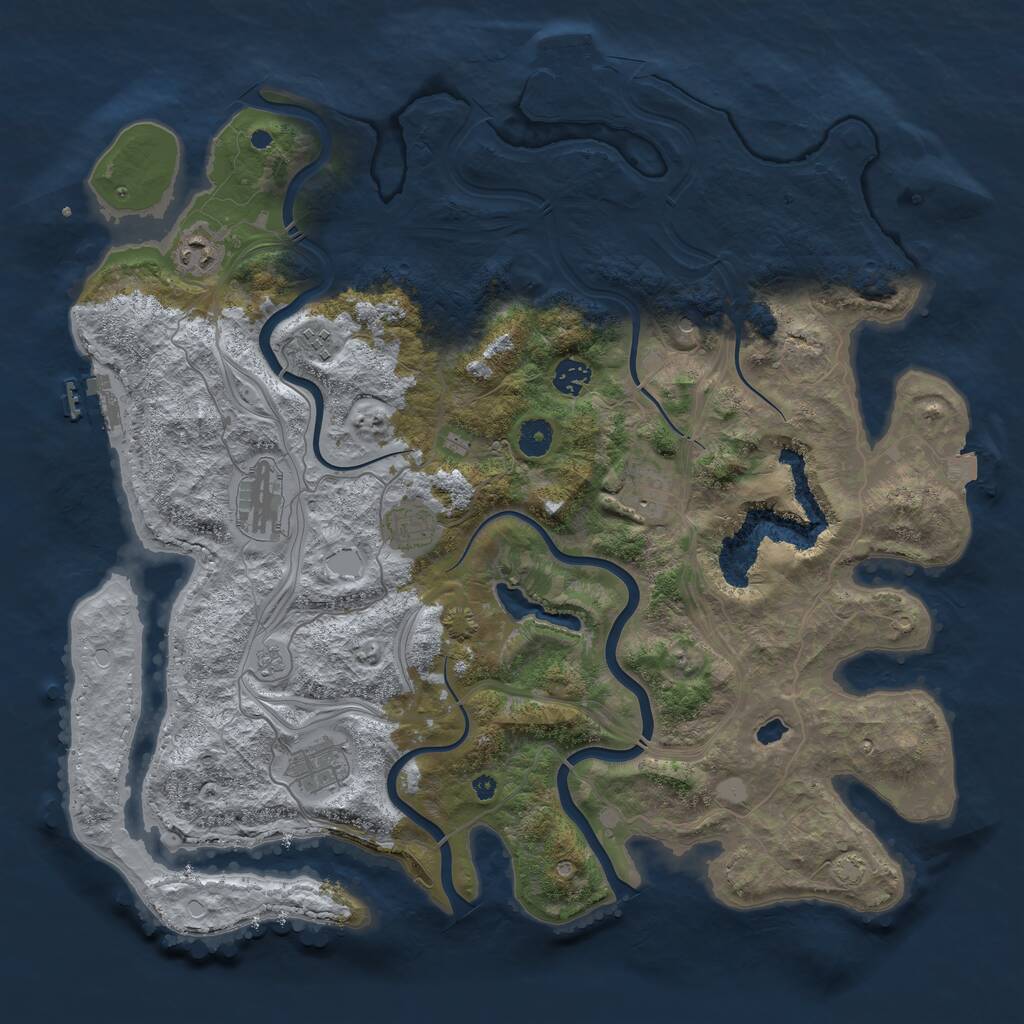 Rust Map: Procedural Map, Size: 4250, Seed: 533228140, 13 Monuments