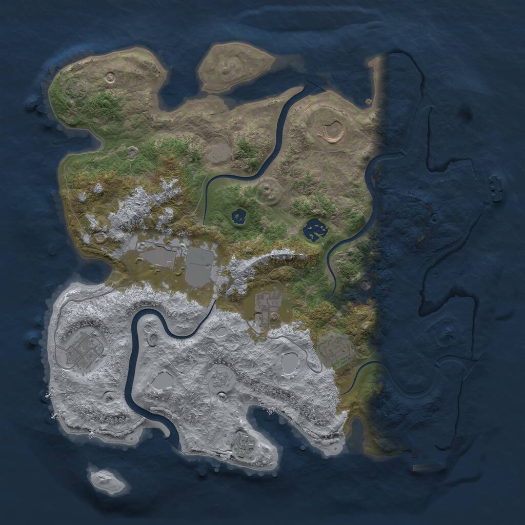 Rust Map: Procedural Map, Size: 3500, Seed: 743491565, 13 Monuments
