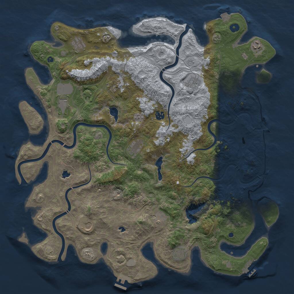 Rust Map: Procedural Map, Size: 4800, Seed: 1240914948, 17 Monuments