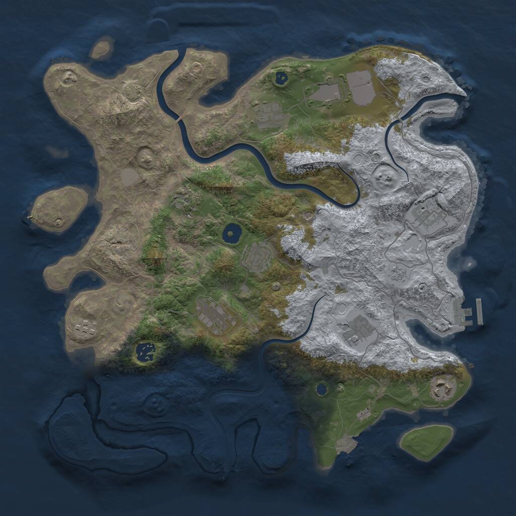 Rust Map: Procedural Map, Size: 3900, Seed: 63, 15 Monuments