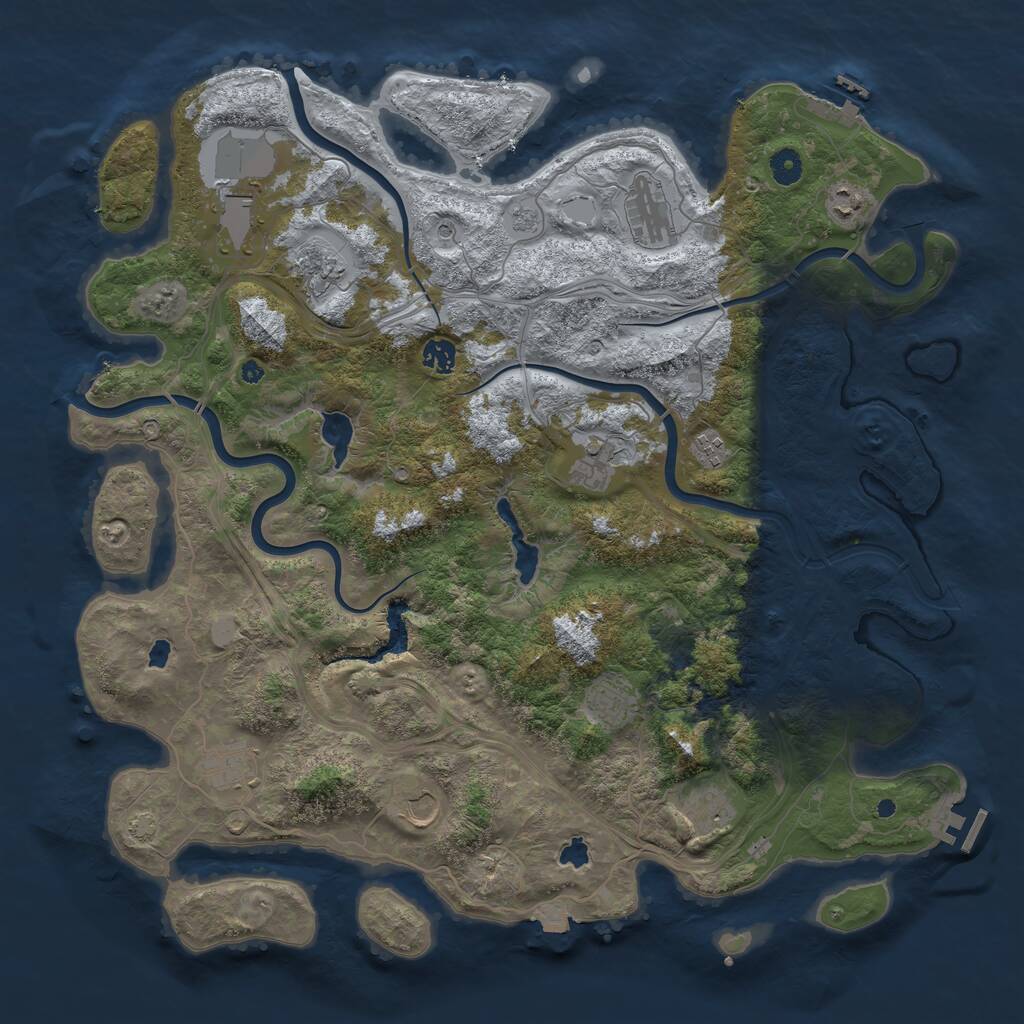 Rust Map: Procedural Map, Size: 4500, Seed: 46849789, 17 Monuments