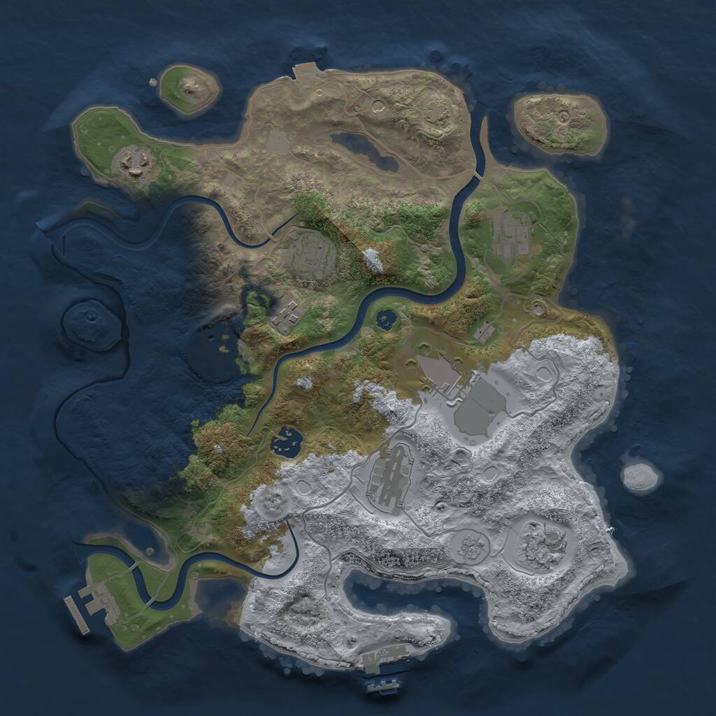 Rust Map: Procedural Map, Size: 3500, Seed: 749006919, 15 Monuments