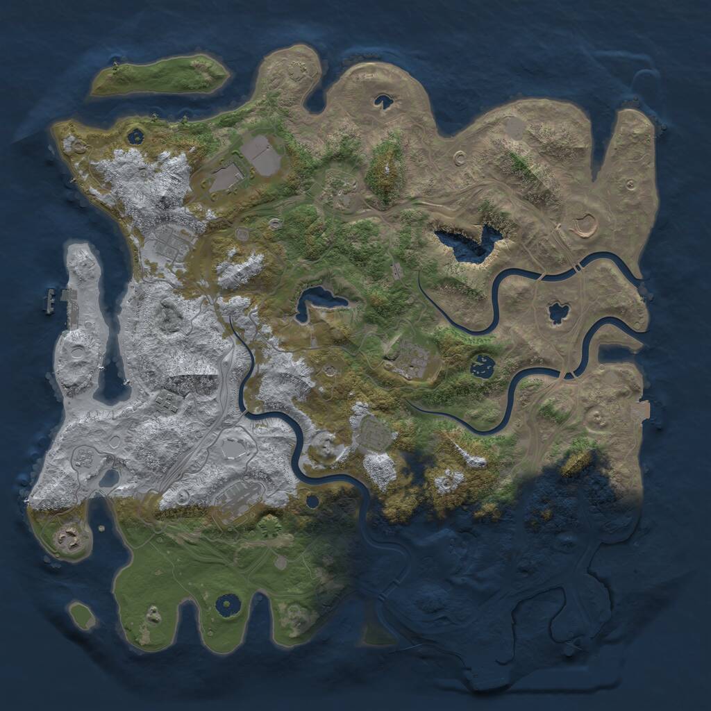 Rust Map: Procedural Map, Size: 4500, Seed: 1339676590, 16 Monuments