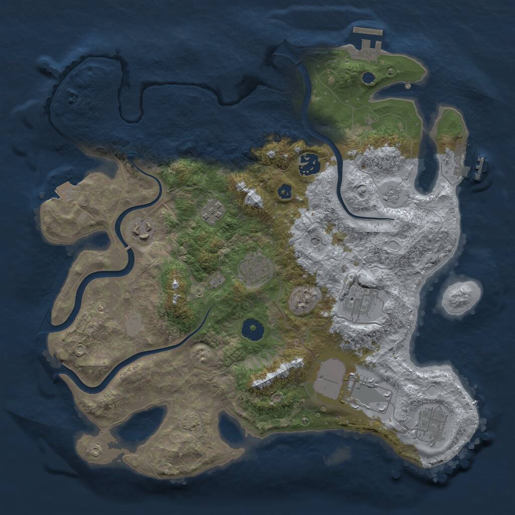 Rust Map: Procedural Map, Size: 3500, Seed: 80965797, 13 Monuments