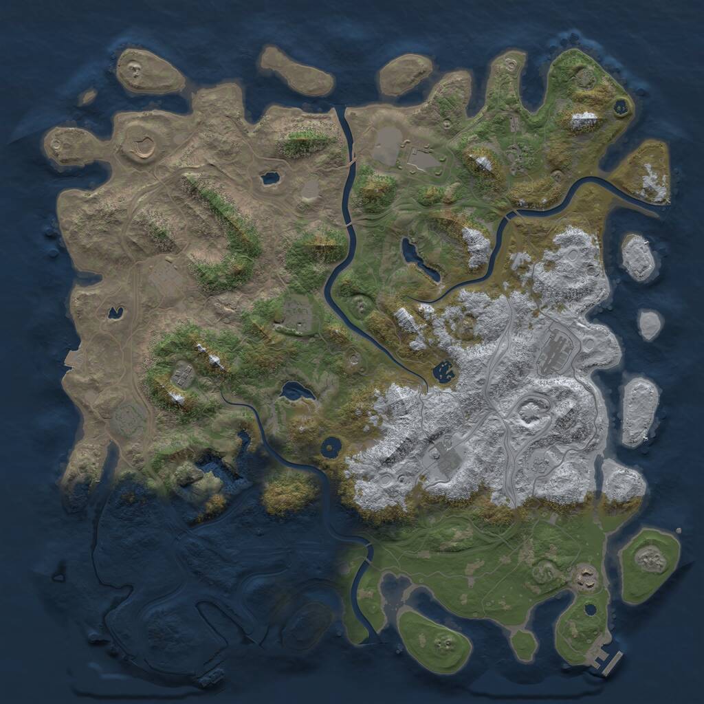 Rust Map: Procedural Map, Size: 4998, Seed: 482413, 17 Monuments