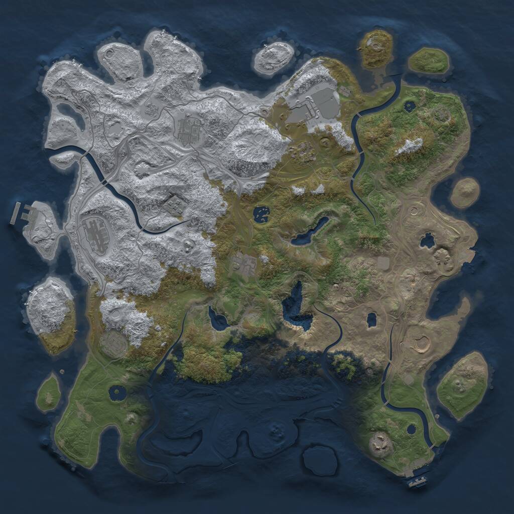 Rust Map: Procedural Map, Size: 4500, Seed: 343514828, 16 Monuments