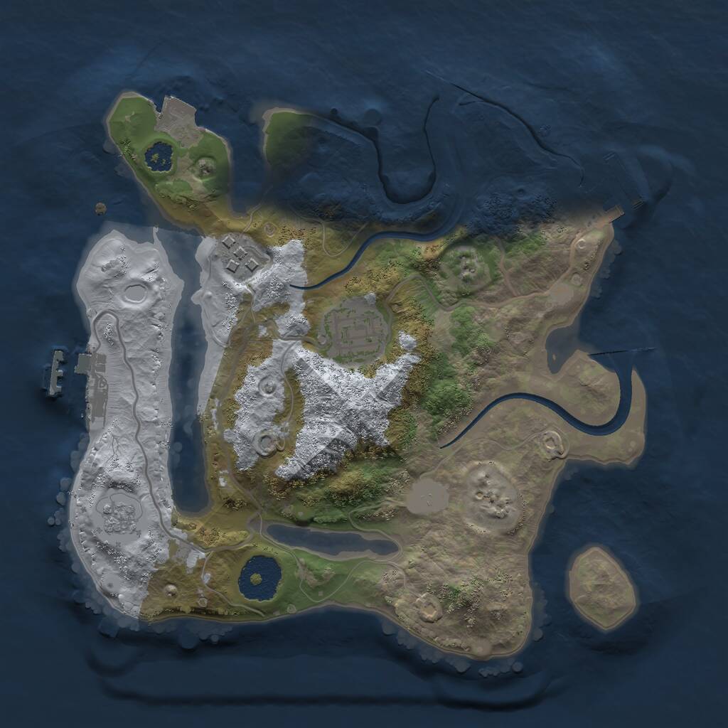 Rust Map: Procedural Map, Size: 2500, Seed: 1611276585, 6 Monuments