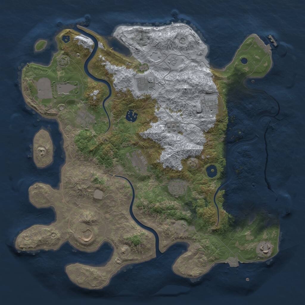 Rust Map: Procedural Map, Size: 3850, Seed: 805407529, 16 Monuments
