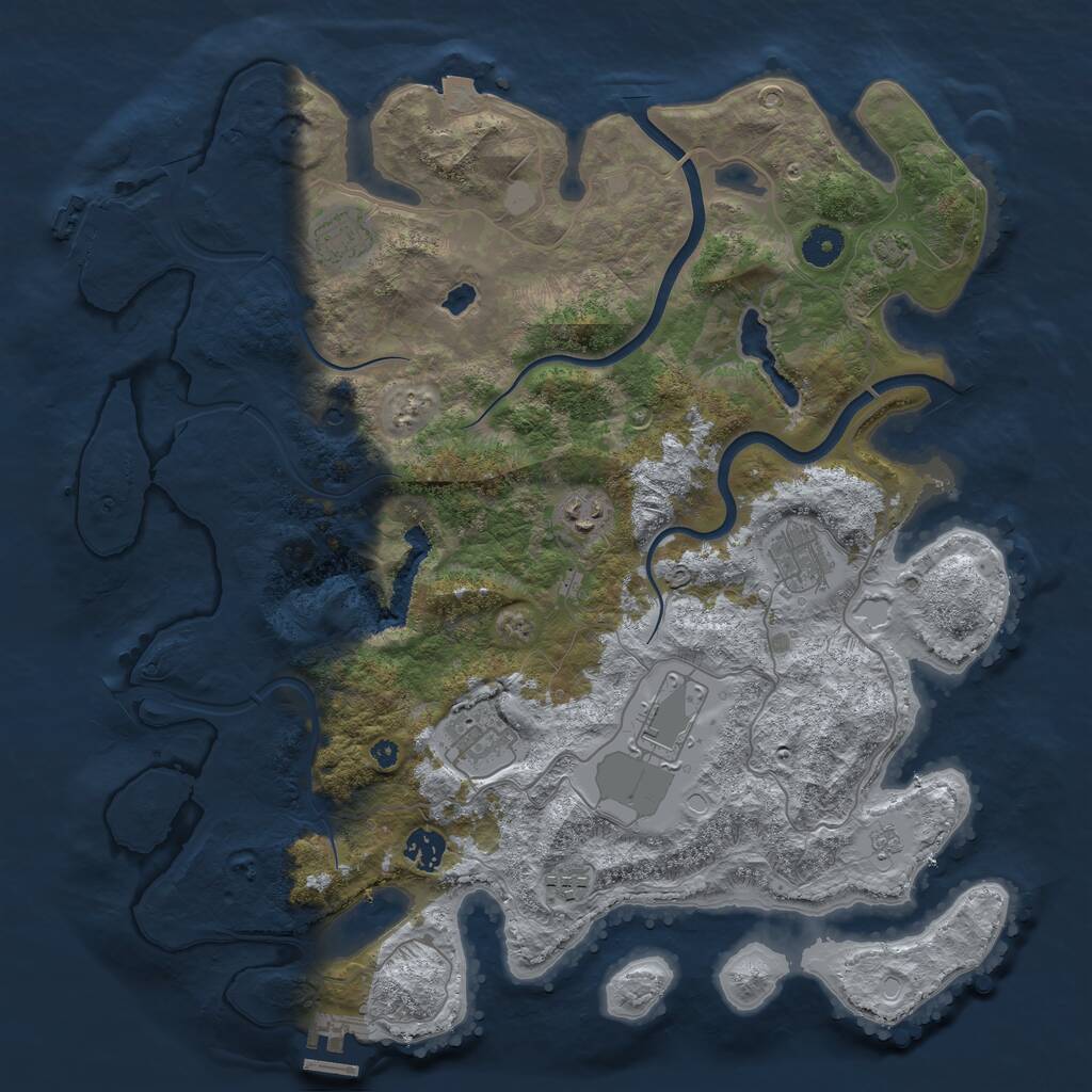 Rust Map: Procedural Map, Size: 4000, Seed: 5061, 13 Monuments