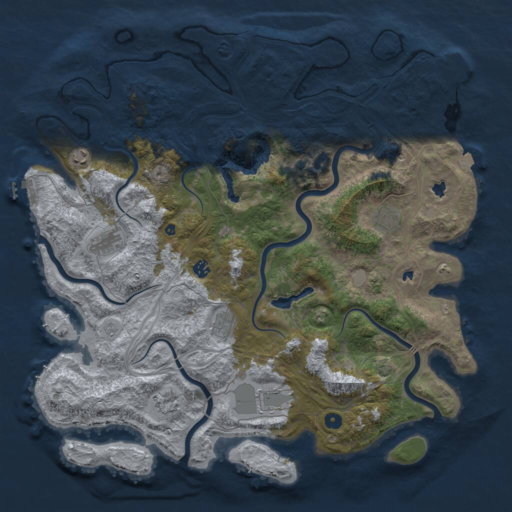 Rust Map: Procedural Map, Size: 4500, Seed: 668899826, 14 Monuments