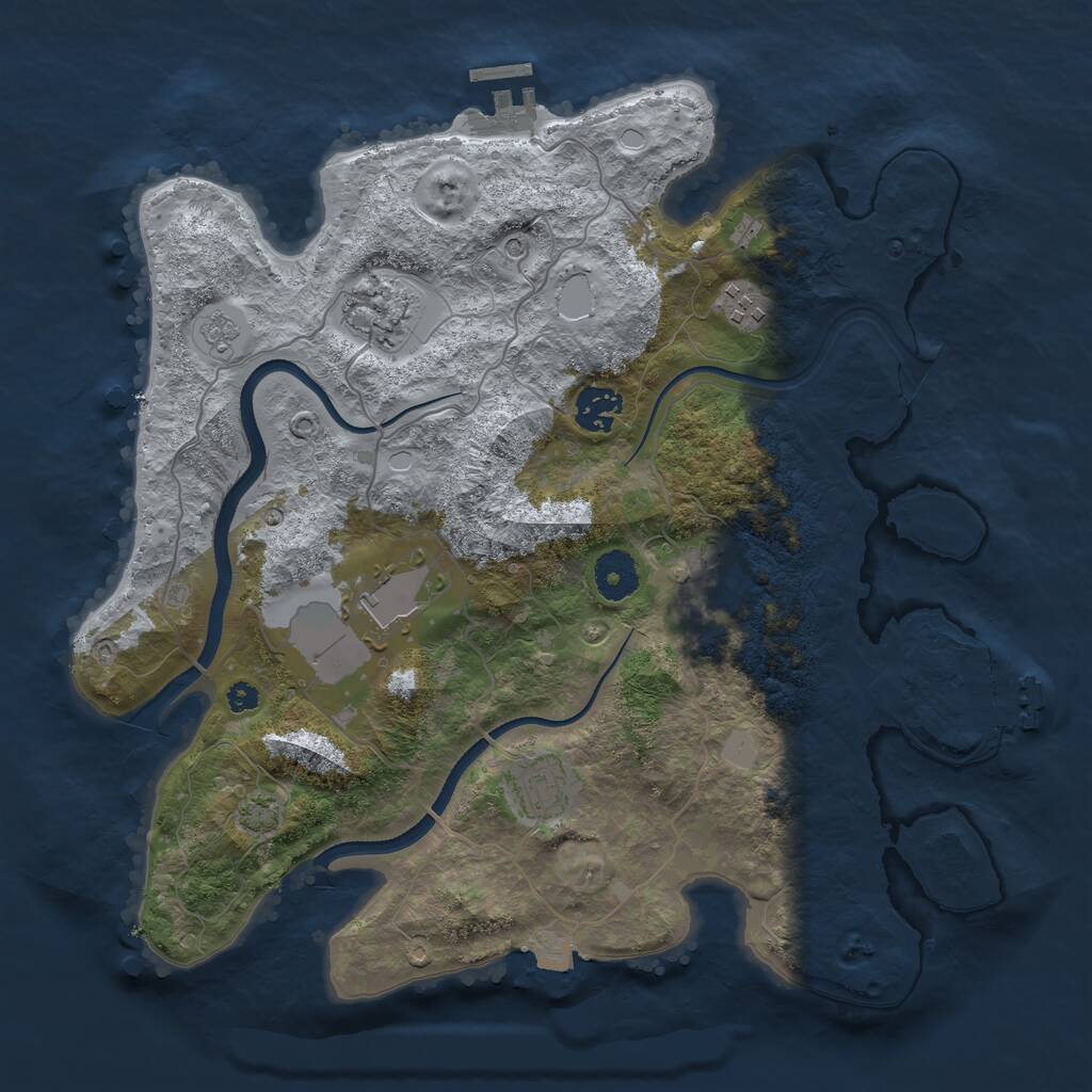 Rust Map: Procedural Map, Size: 3500, Seed: 2857192, 12 Monuments
