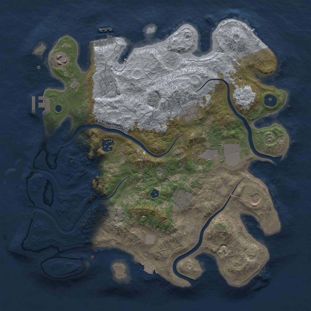 Rust Map: Procedural Map, Size: 3700, Seed: 74841347, 14 Monuments