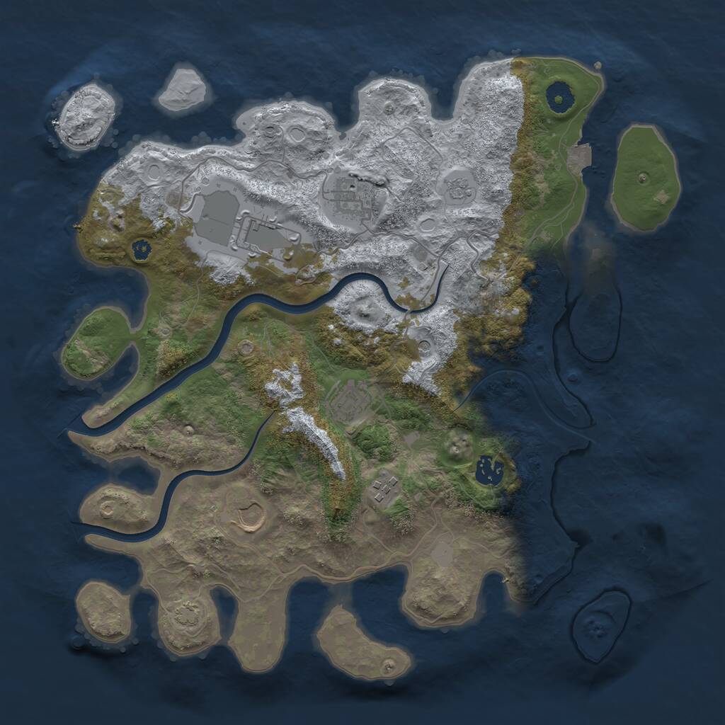 Rust Map: Procedural Map, Size: 3700, Seed: 823380145, 10 Monuments