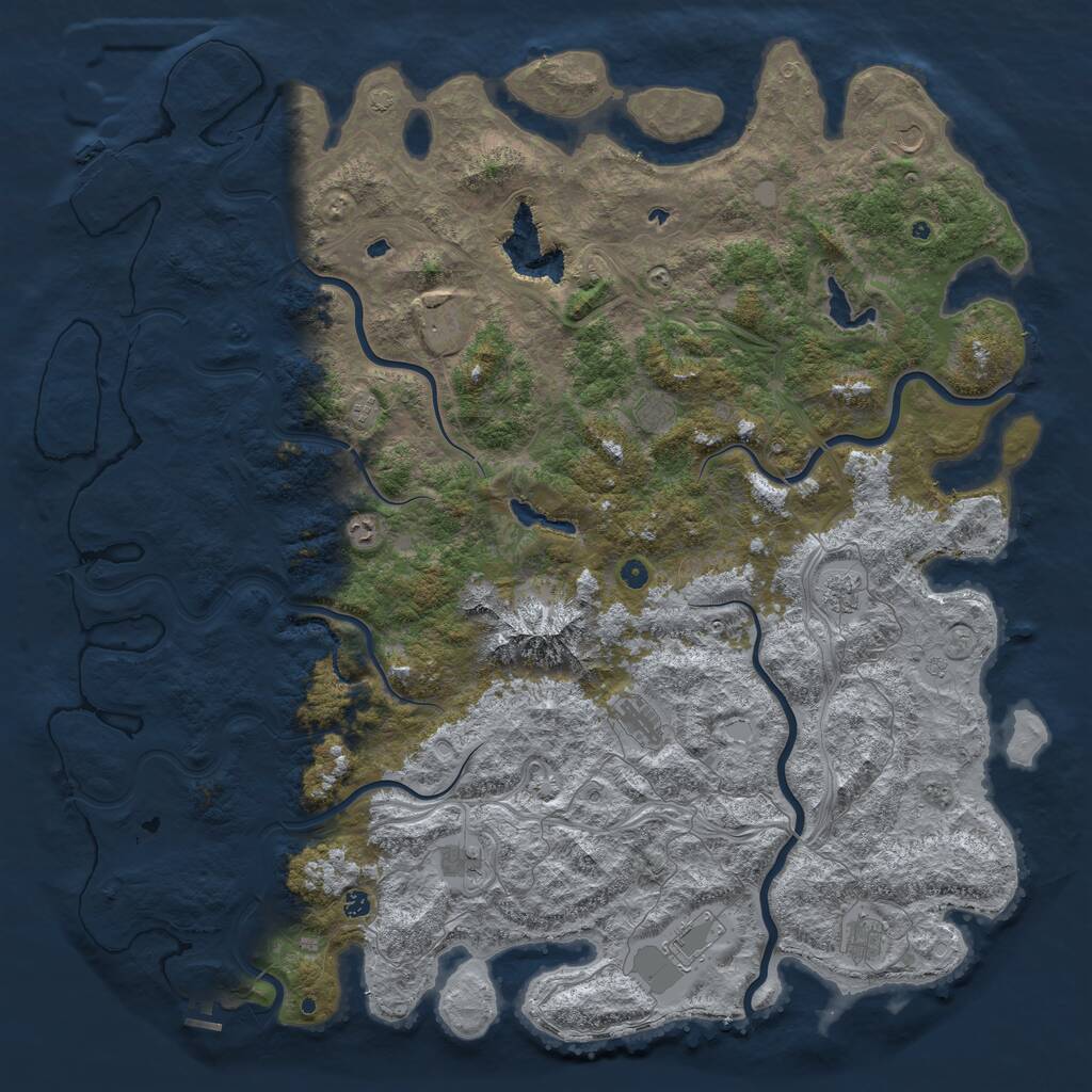 Rust Map: Procedural Map, Size: 6000, Seed: 45258402, 17 Monuments