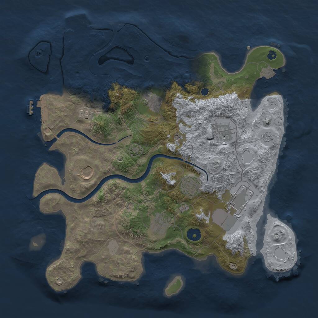 Rust Map: Procedural Map, Size: 3500, Seed: 107519622, 13 Monuments