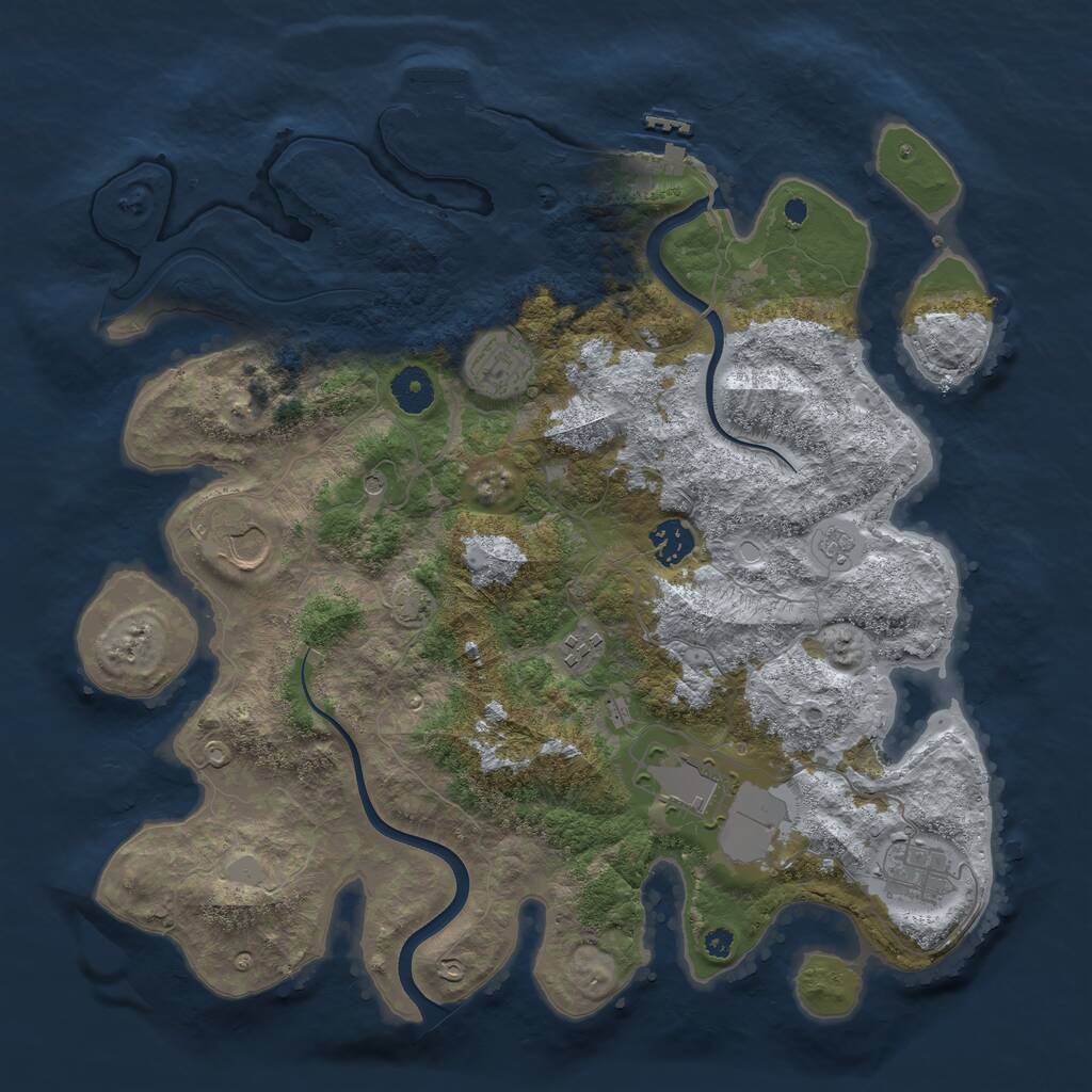 Rust Map: Procedural Map, Size: 3750, Seed: 56530320, 12 Monuments