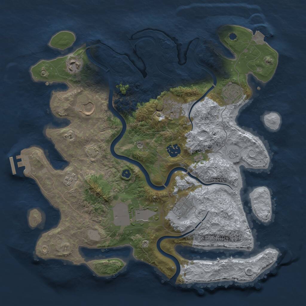 Rust Map: Procedural Map, Size: 3500, Seed: 1431074393, 13 Monuments