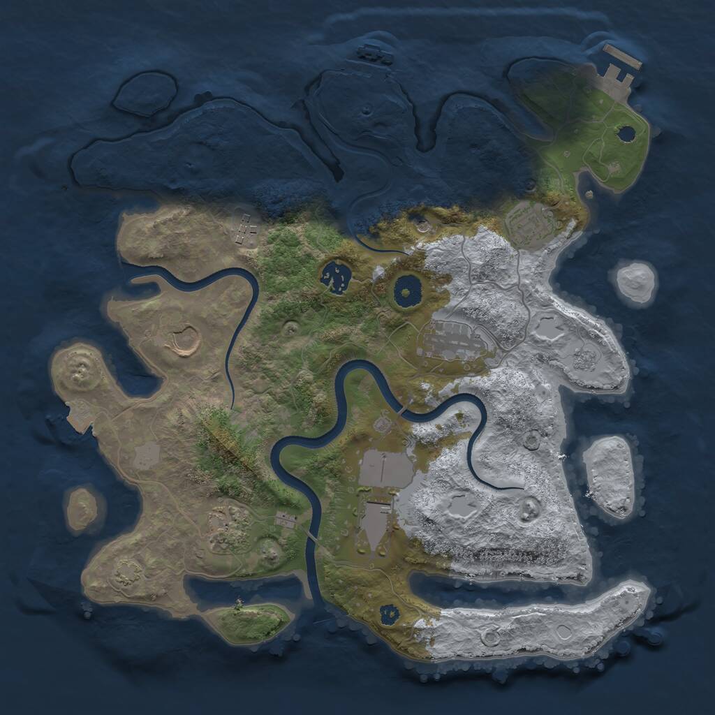 Rust Map: Procedural Map, Size: 3500, Seed: 1431074393, 13 Monuments