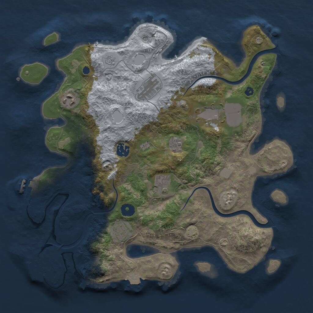 Rust Map: Procedural Map, Size: 3500, Seed: 323000167, 13 Monuments