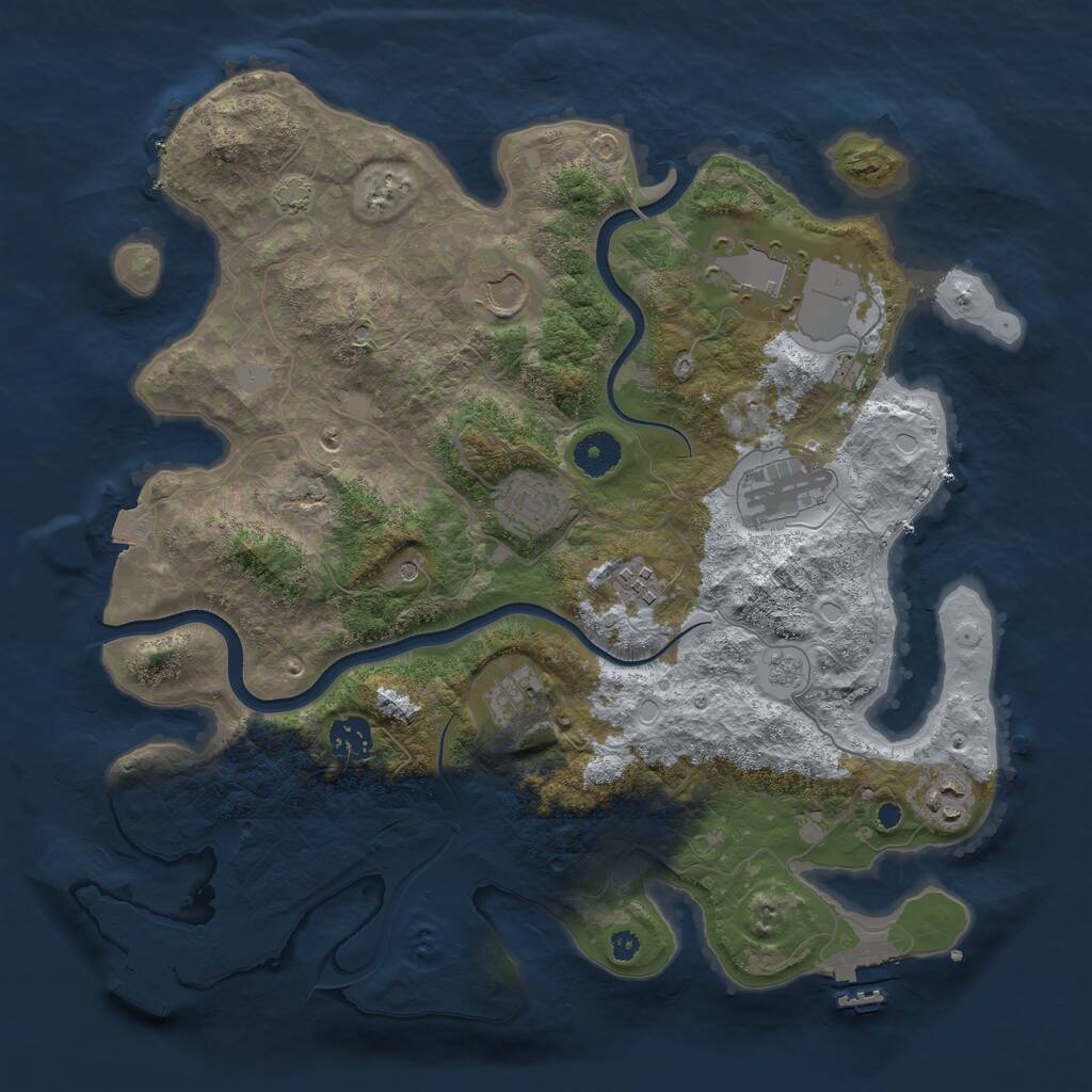 Rust Map: Procedural Map, Size: 3700, Seed: 44443919, 14 Monuments