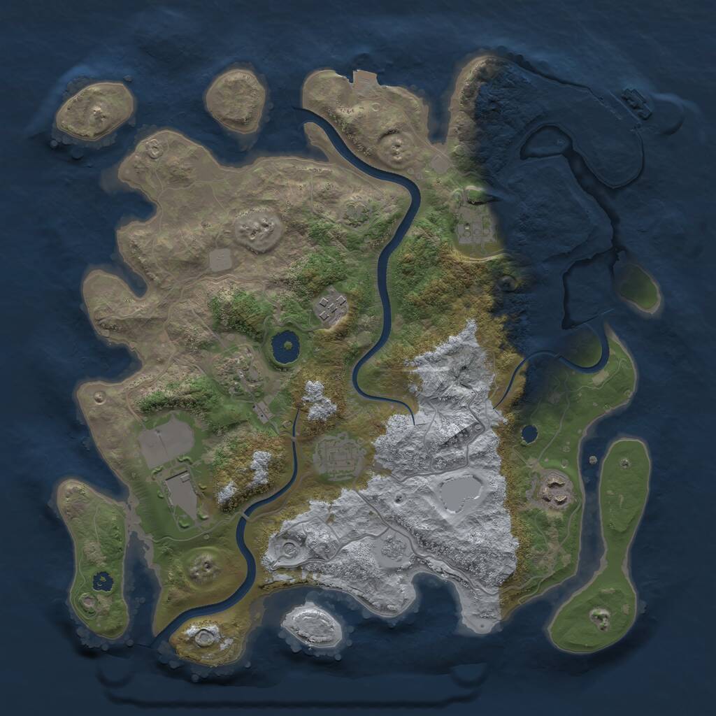 Rust Map: Procedural Map, Size: 3500, Seed: 1233681554, 11 Monuments
