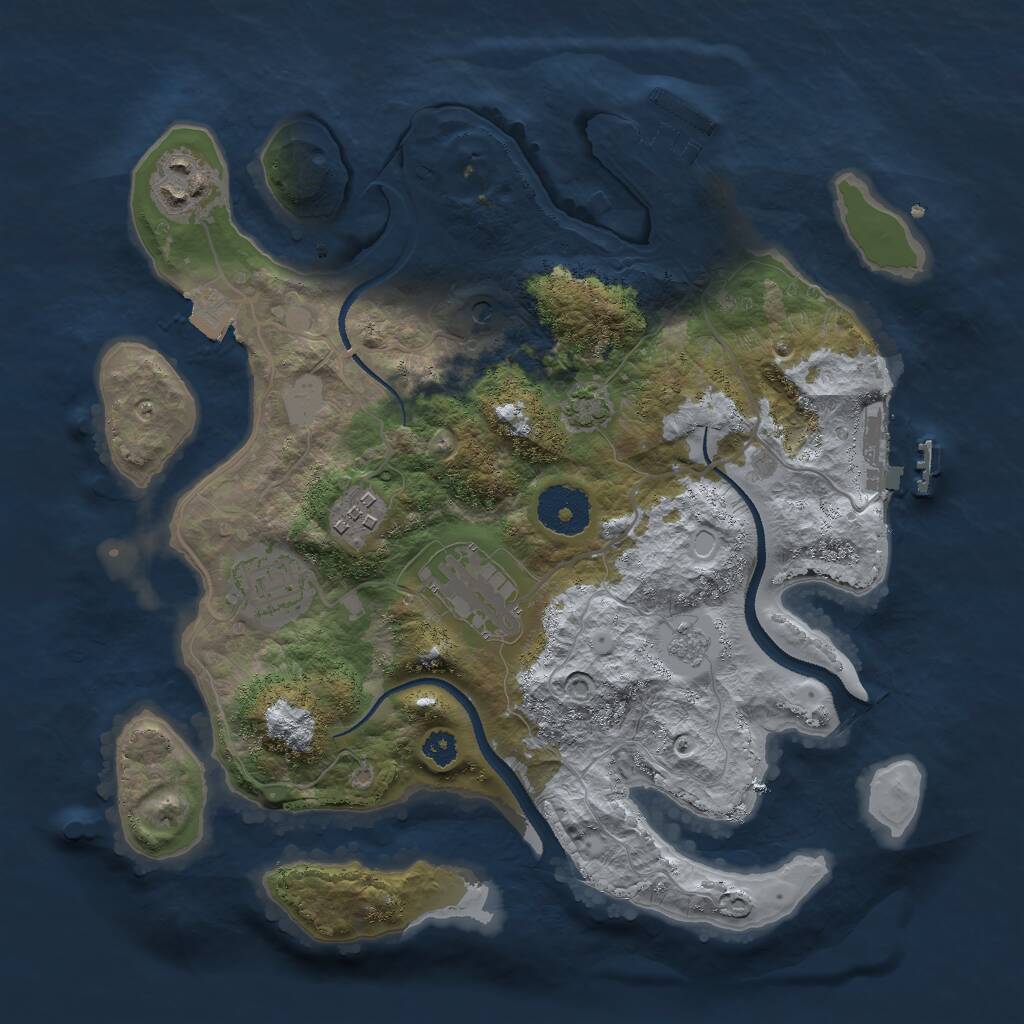 Rust Map: Procedural Map, Size: 3000, Seed: 1766695974, 10 Monuments