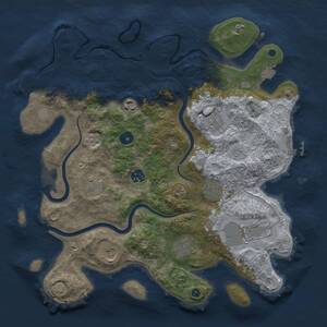 Thumbnail Rust Map: Procedural Map, Size: 3700, Seed: 1714716654, 15 Monuments
