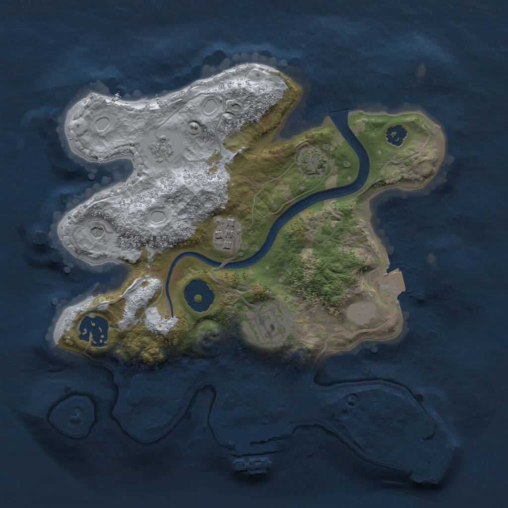Rust Map: Procedural Map, Size: 2500, Seed: 887771, 9 Monuments