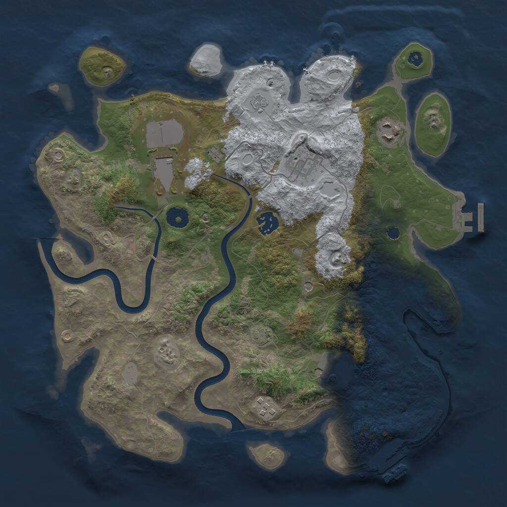 Rust Map: Procedural Map, Size: 3500, Seed: 58642, 12 Monuments