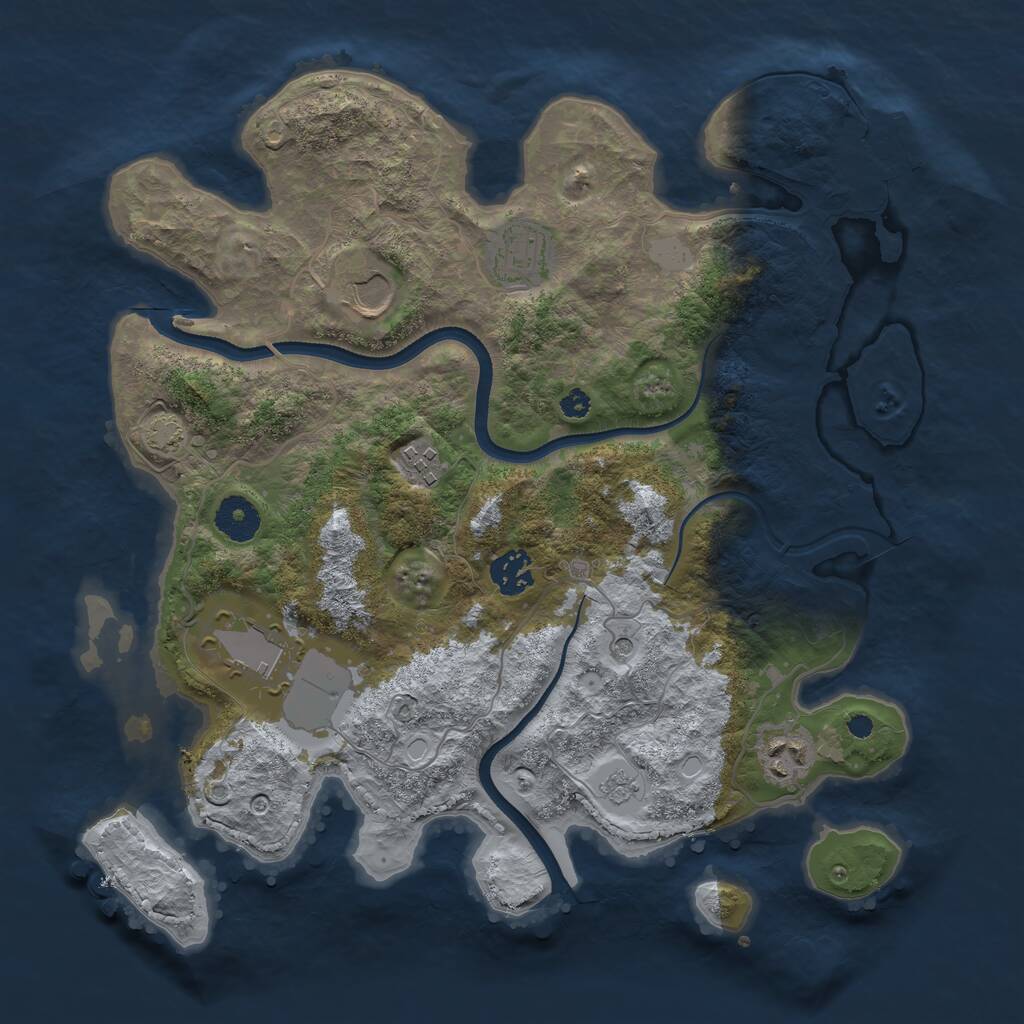 Rust Map: Procedural Map, Size: 3500, Seed: 95151848, 11 Monuments