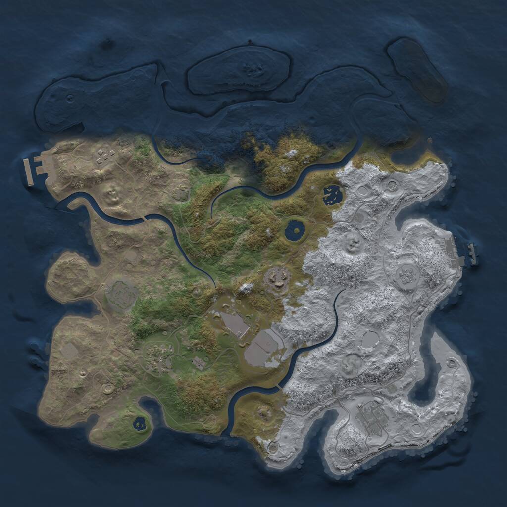 Rust Map: Procedural Map, Size: 3750, Seed: 1836715971, 13 Monuments