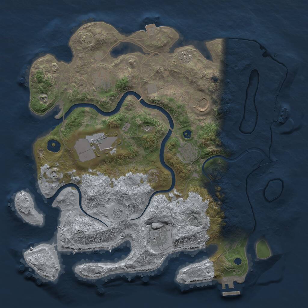 Rust Map: Procedural Map, Size: 3500, Seed: 4523981, 12 Monuments