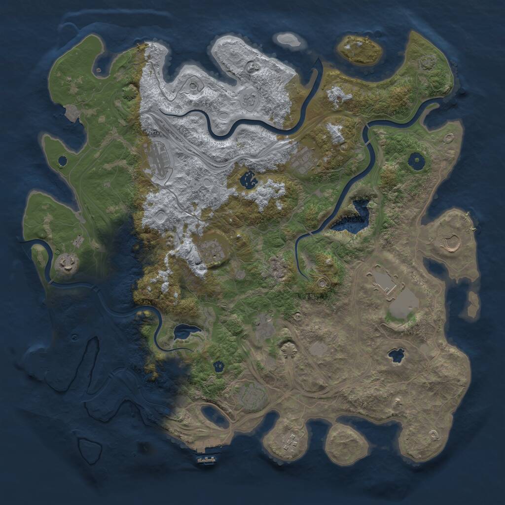 Rust Map: Procedural Map, Size: 4450, Seed: 2000, 16 Monuments