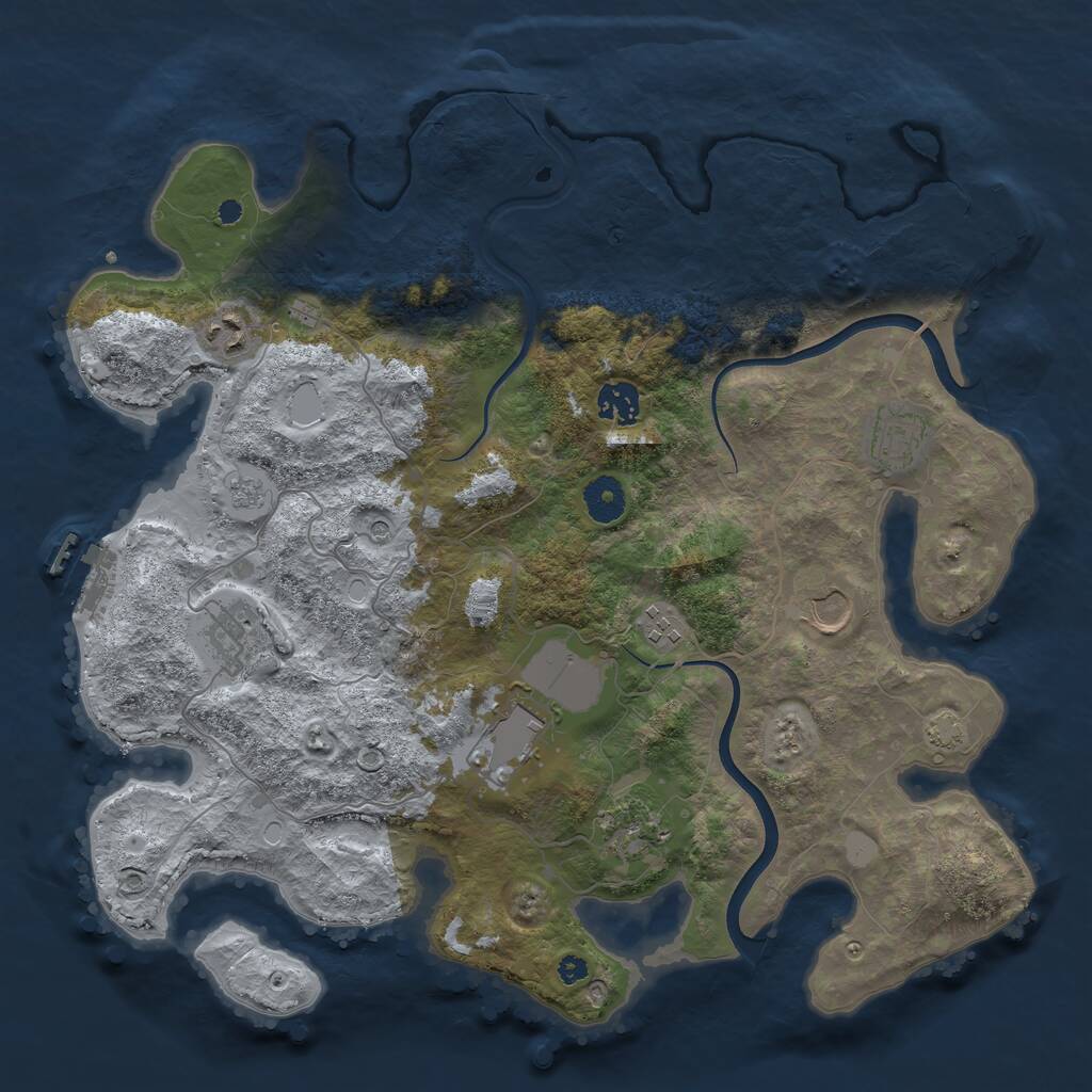Rust Map: Procedural Map, Size: 3750, Seed: 927645801, 14 Monuments
