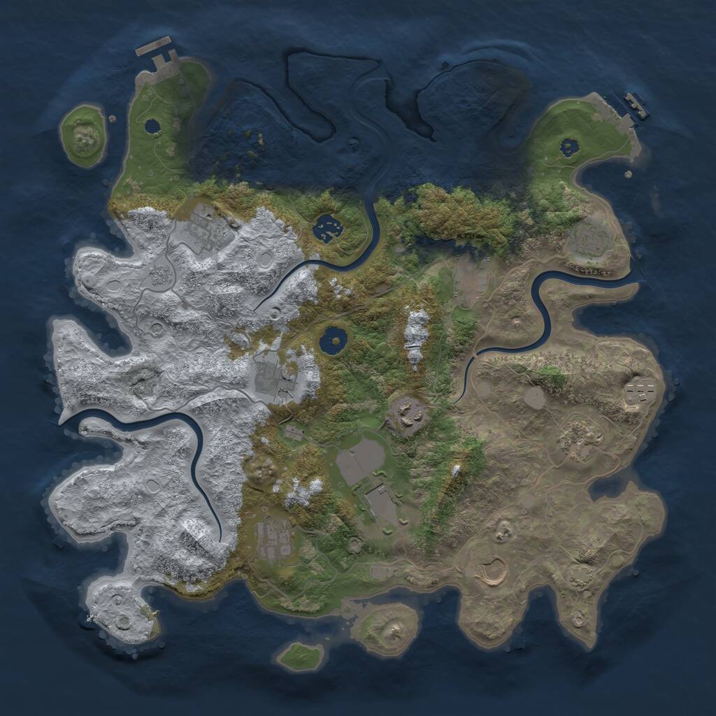 Rust Map: Procedural Map, Size: 3900, Seed: 1279588616, 17 Monuments