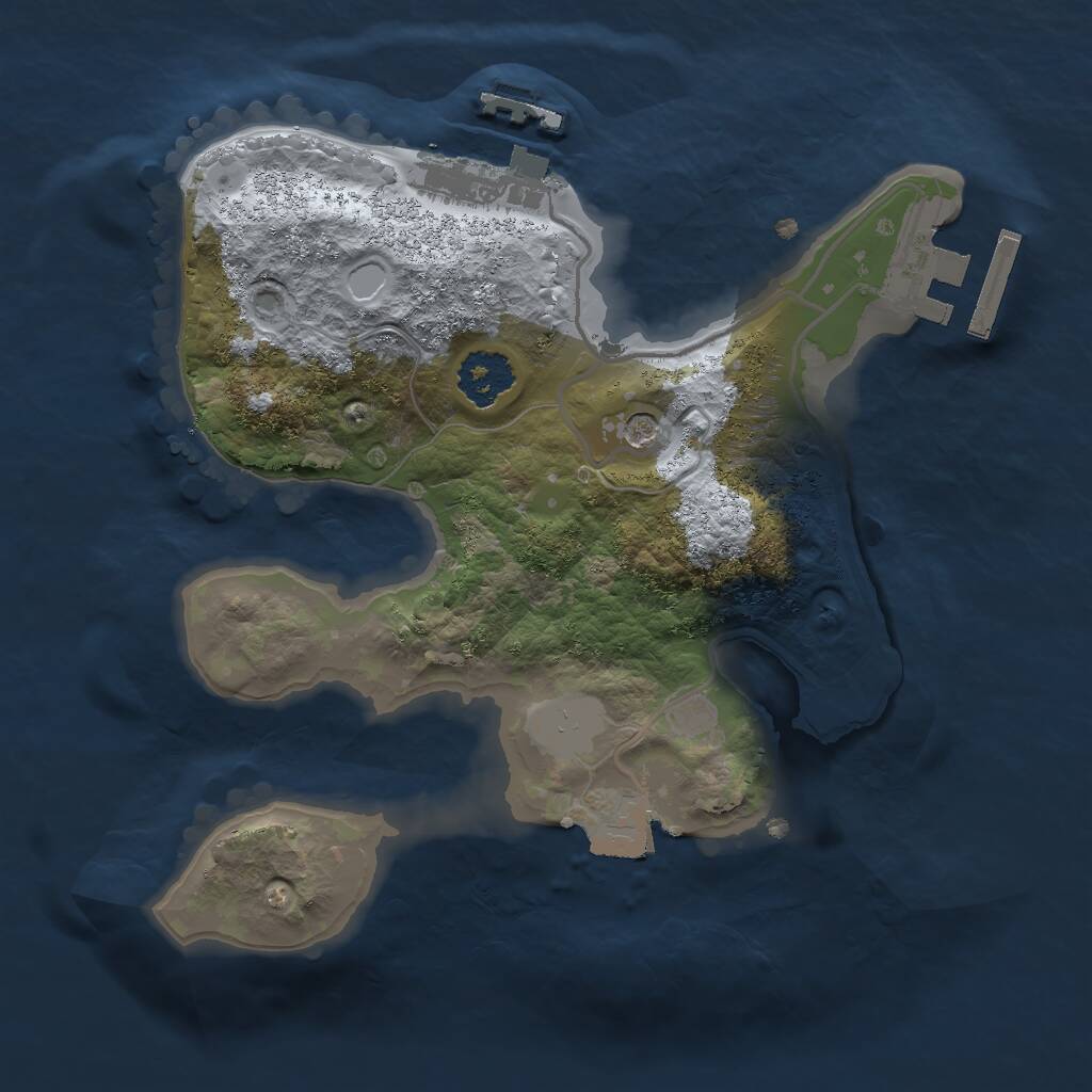Rust Map: Procedural Map, Size: 2000, Seed: 88666, 4 Monuments