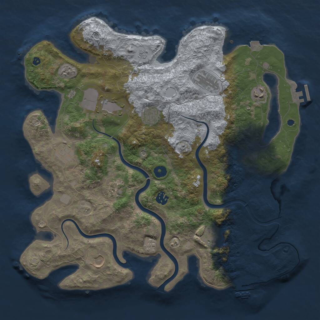 Rust Map: Procedural Map, Size: 3900, Seed: 83832401, 16 Monuments